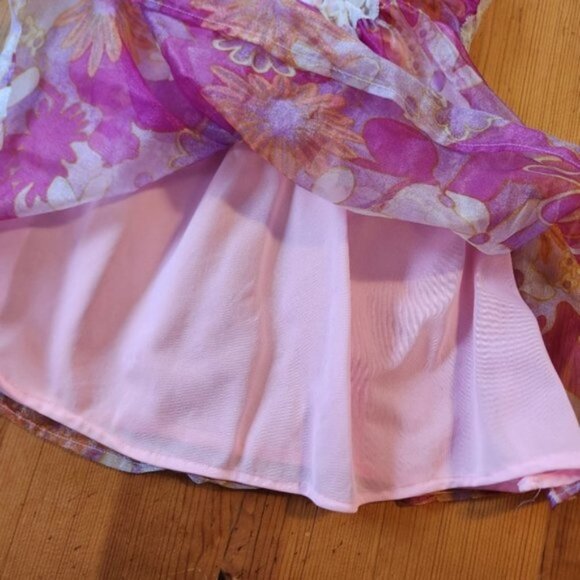 Vintage 60s Pink Chiffon Baby Girl Dress MCM 1960s Handmade Party Formal - Picture 7 of 10